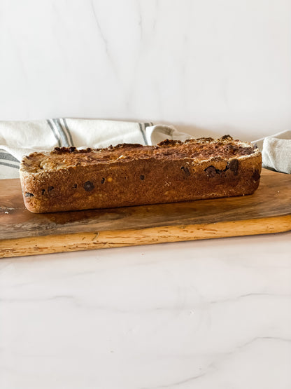 Panqué de plátano sin gluten con chispas de chocolate